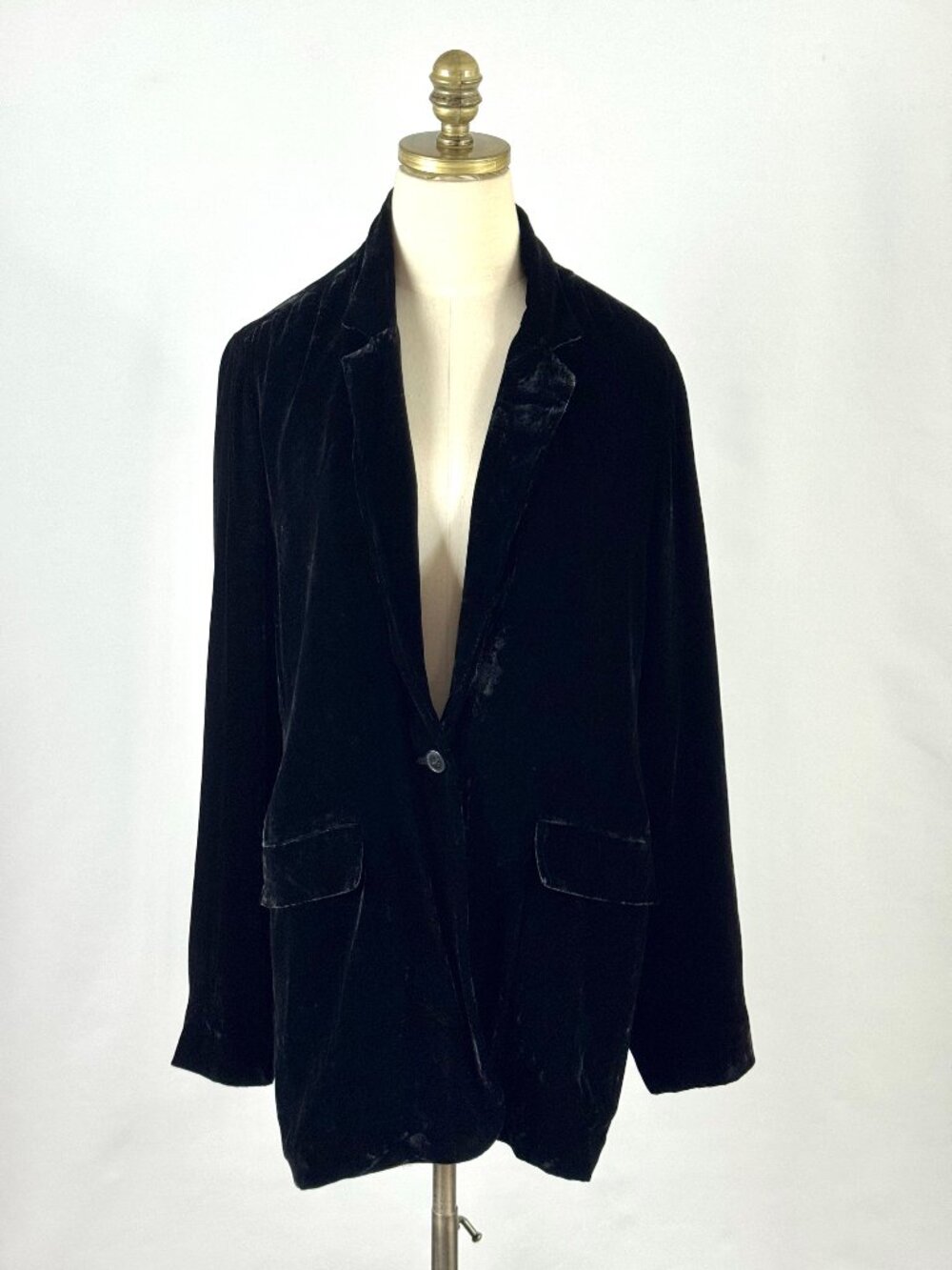 Gap Womens Black Velvet Blazer Jacket XL Rayon Silk Soft Relaxed Career Office